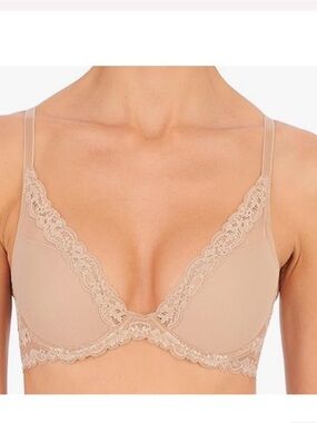 NATORI bra Feathers luxe Contour underwire light mocha NEW 38C nude soft